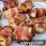Bacon Roll Ups on a plate, ready to be served
