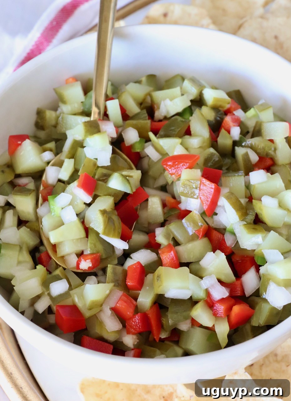 pickle de gallo in a bowl with a spoon