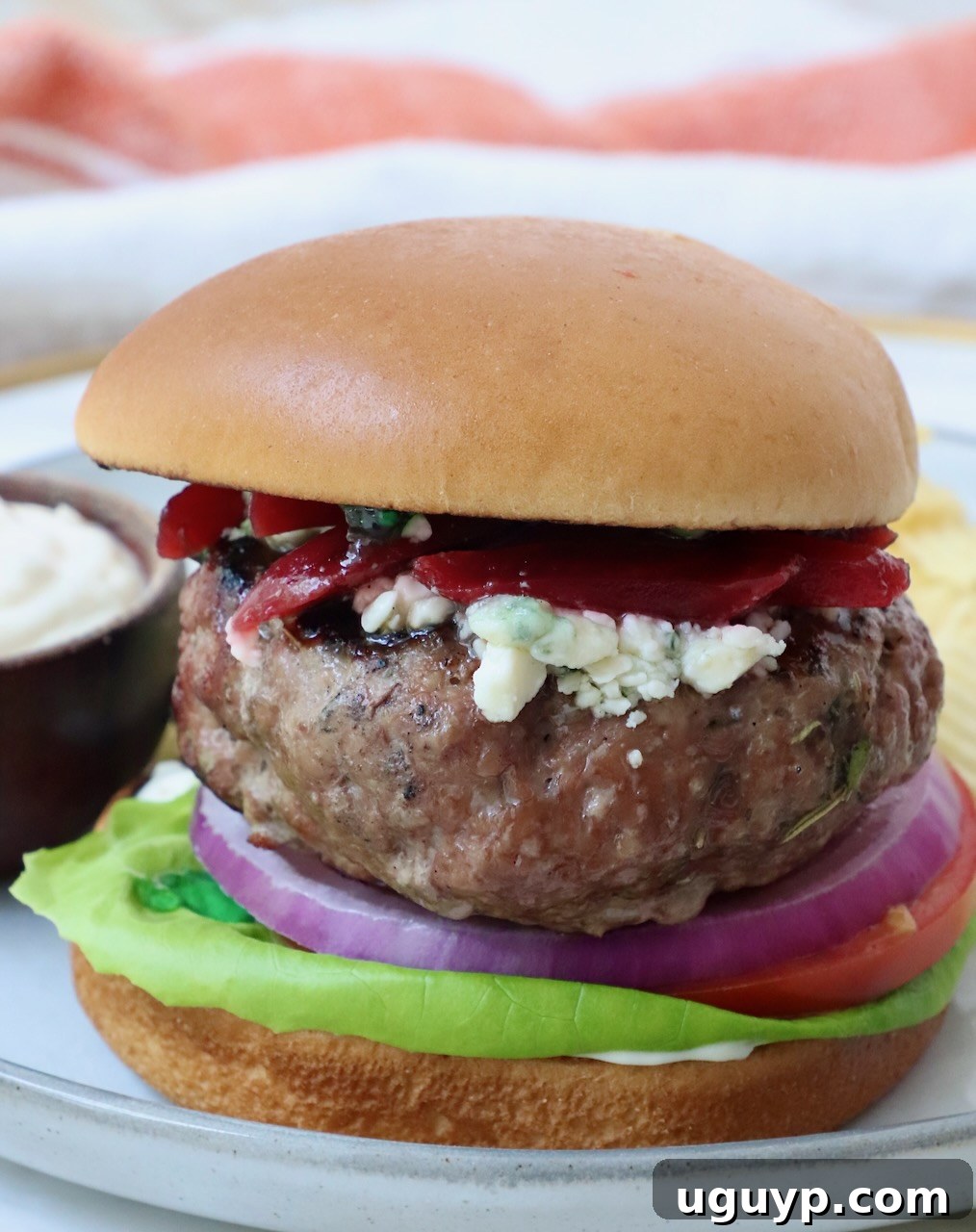 lamb burger on a plate