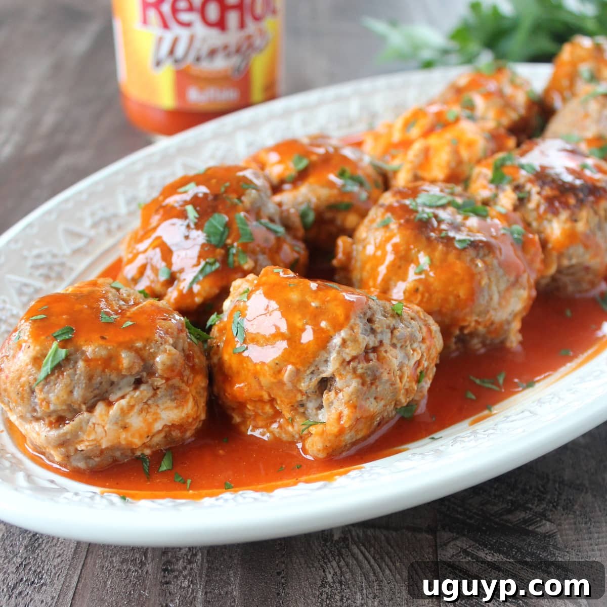 Cheesy Buffalo Sausage Balls, a perfect spicy appetizer.