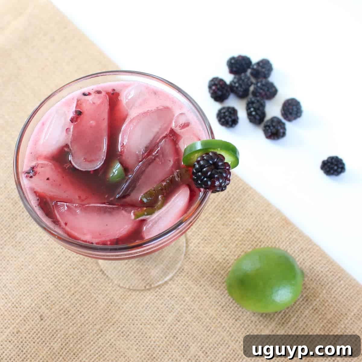 Fresh Blackberry Jalapeno Margarita ready to be enjoyed