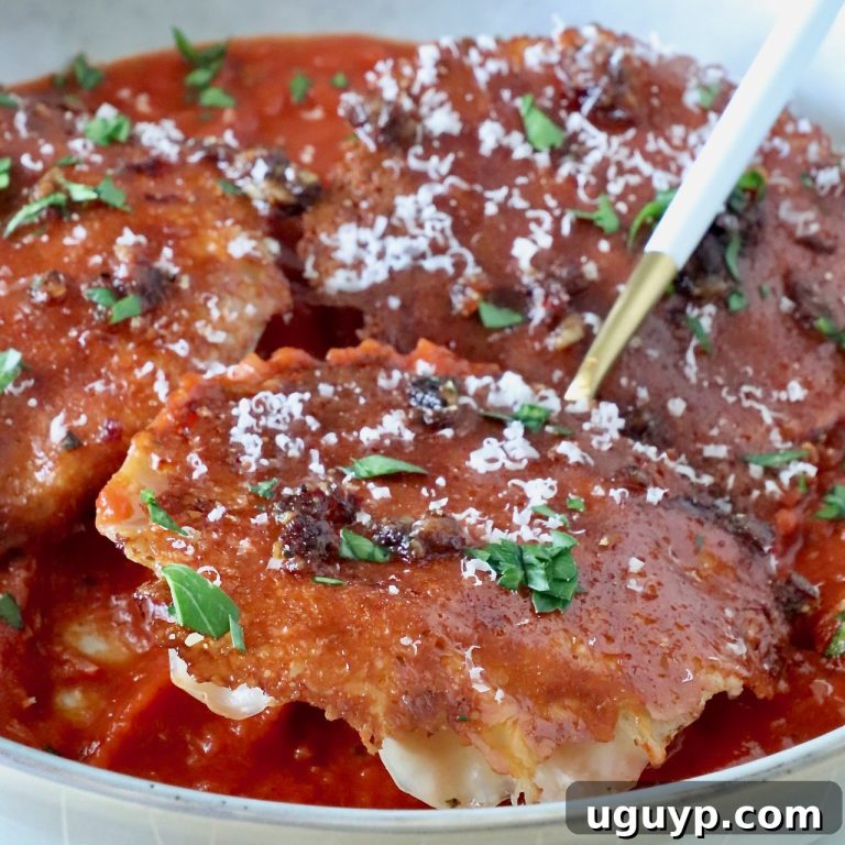 Chicken Parmesan Ravioli Baked with Crispy Mozzarella Crust 109 featured 78939